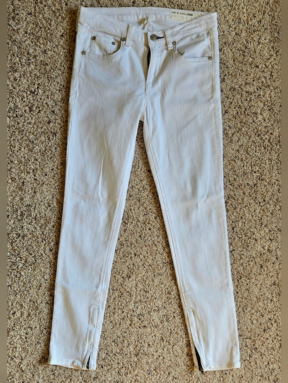 Rag & Bone White Zipper Capri Skinny Jeans Women’s Size 26